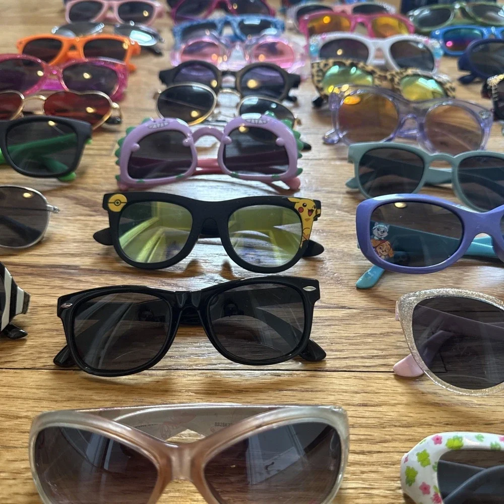 Lot Of 40 Mixed KIDS Sunglasses MultiColor & Styles: Wayfarer-Wrap-Round-Square
